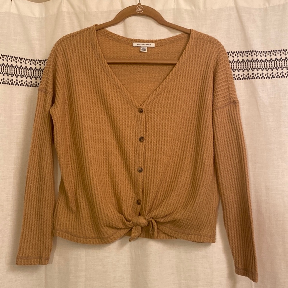 American Eagle Tie Front Cropped Thermal